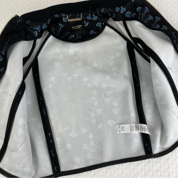 Juicy Couture Women's Size S Black Blue Floral Mesh Bomber Jacket Full Zip Mesh - Picture 2 of 9